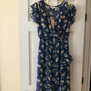 NWT cold shoulder blue floral dress